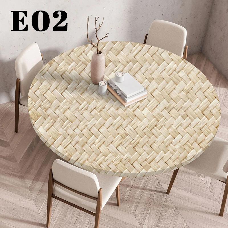 

60/90/120Cm Waterproof Round Tablecloth Table Cover Oil-Proof Elastic Kitchen Dining Wedding Party Table Cover Home Decoration 120cm