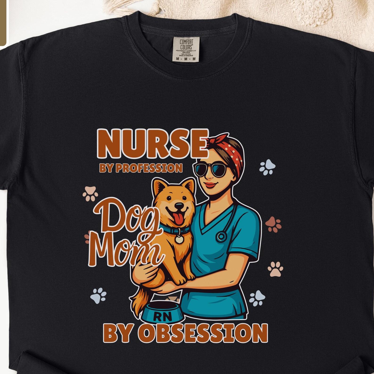 Dog Mom Nurse Graphic Tee: Retro Style Shirt for Pet Loving Healthcare Workers 3XL