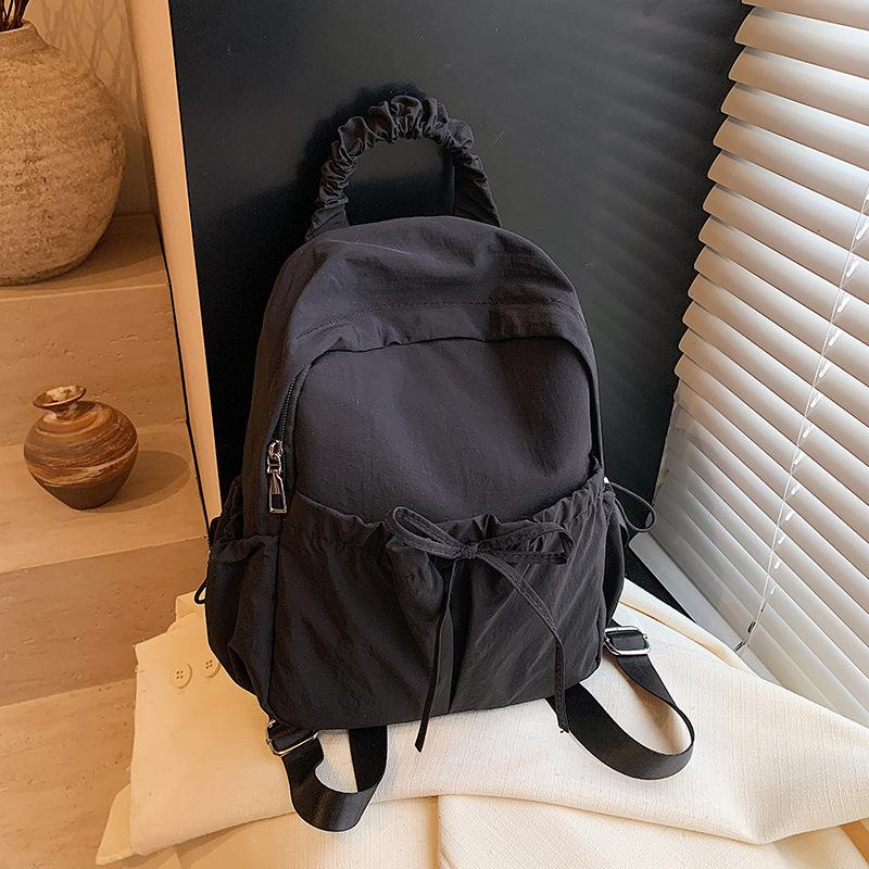 Geantă de umăr la modă cu fundă, din pânză de nailon pliată, rucsac casual versatil