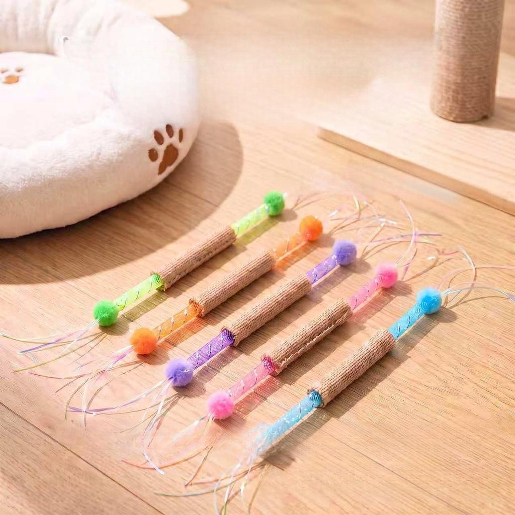 3/5pcs Random Color Linen Plush Ball Cat Cat Toy Interactive Pet Toys For Kitten