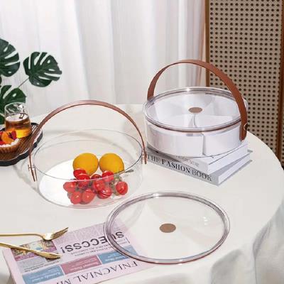 Transparent Portable Fruit Plate High-end Outdoor With Handle Ice Bucket Creative Fashion Living Room Home Compartment Snack Fruit Plate