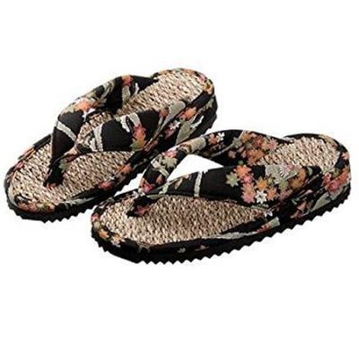 Nissin Sangyo Indoor Zori Handcrafted by Traditional Elegant Kyoto Folk Craft Rope Sandals, Artisans, Zori, Black, Women's, Approx. 22.0-25.0cm