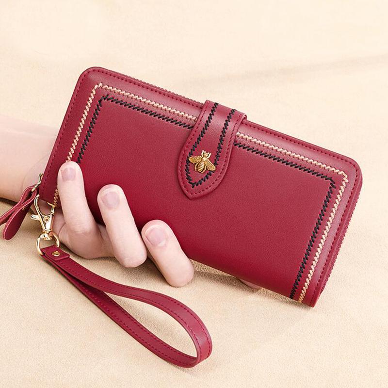 Multi Function Women Wallet Anti RFID Card Holder Large Capacity 6.7inch Phone Long Purse Genuine Leather Clutch Bag