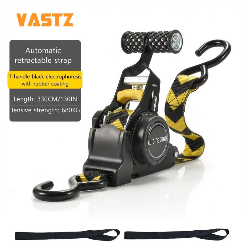 Car Automatic Retractable Tensioning Strap For Cargo Truck Motorcycle Transport Heavy Duty Quick Retract Tangled - Free Webbing