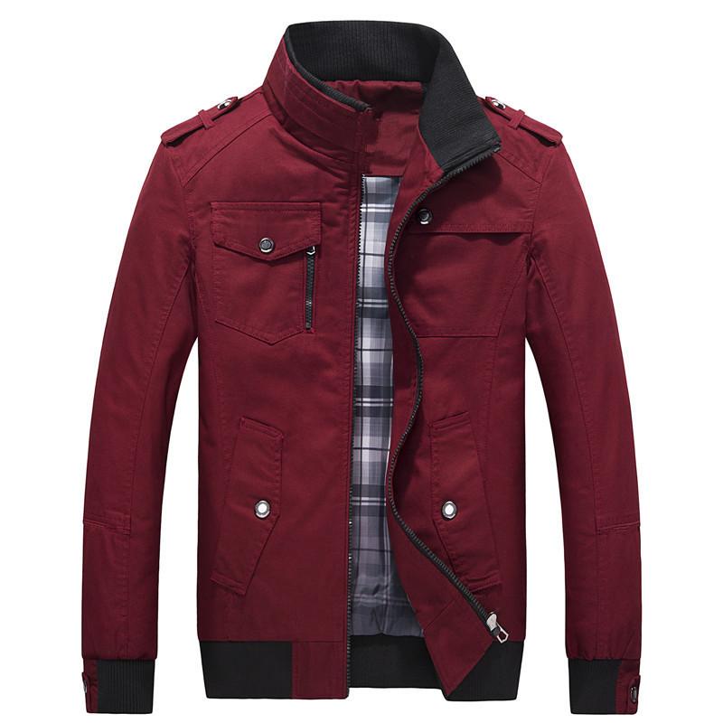 New washed pure cotton men's jacket large size blue stand-up collar men's top jacket men's
