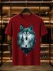 2026 New Arrival 100 Cotton Tshirt Double Exposure Wolf Head Forest Elk Print Crew Neck Casual Short Sleeve