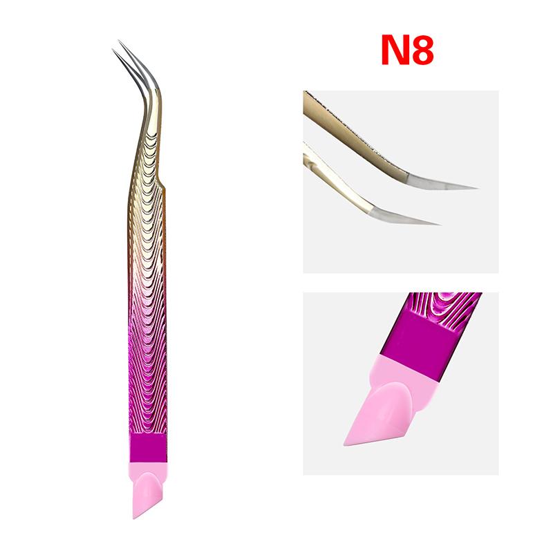 Double-Ended Eyelashes Extension Tweezers Makeup Tools Nail Art Tweezers With Silicone Pressing Head Nail Stickers Pick Up Clip
