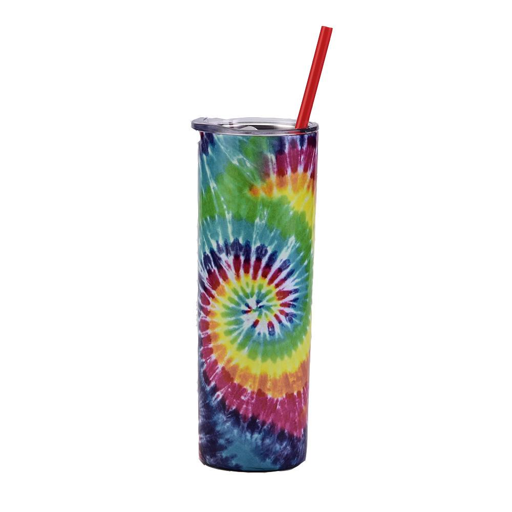 Stainless Steel Straight Cup Creative Skinny Cup Color Double Layer Tie-Dye Hot Sublimation Water Cup