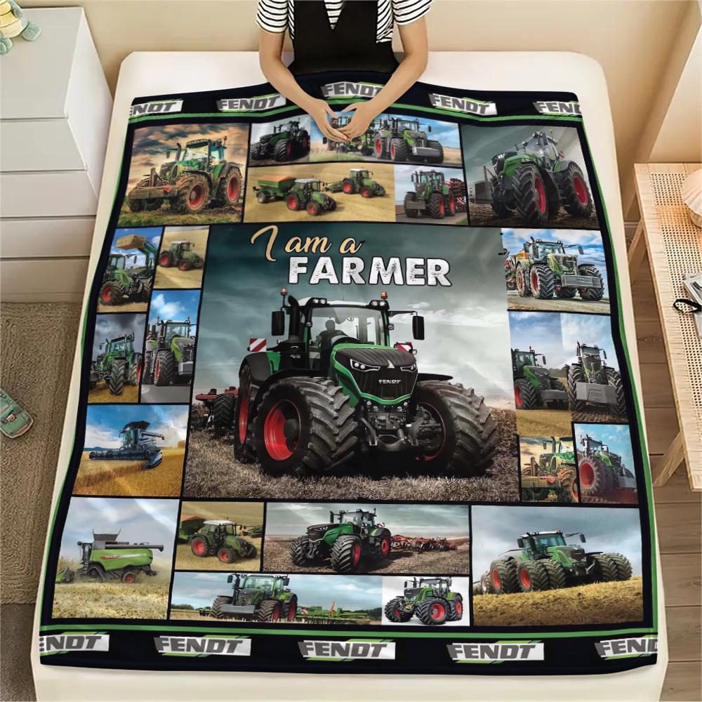1Pc Tractor Truck Print Flannel Blanket, High quality Comfortable for All Seasons, Home Decor, Warmth and Comfort, Perfect for Christmas Gifts