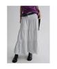 Striped Tiered Long Skirt Light Gray