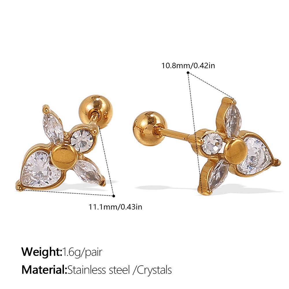 Hot-selling Niche Inlaid Crystal Earrings Earrings Versatile Niche Stainless Steel Gold-plated Earrings Earrings Women