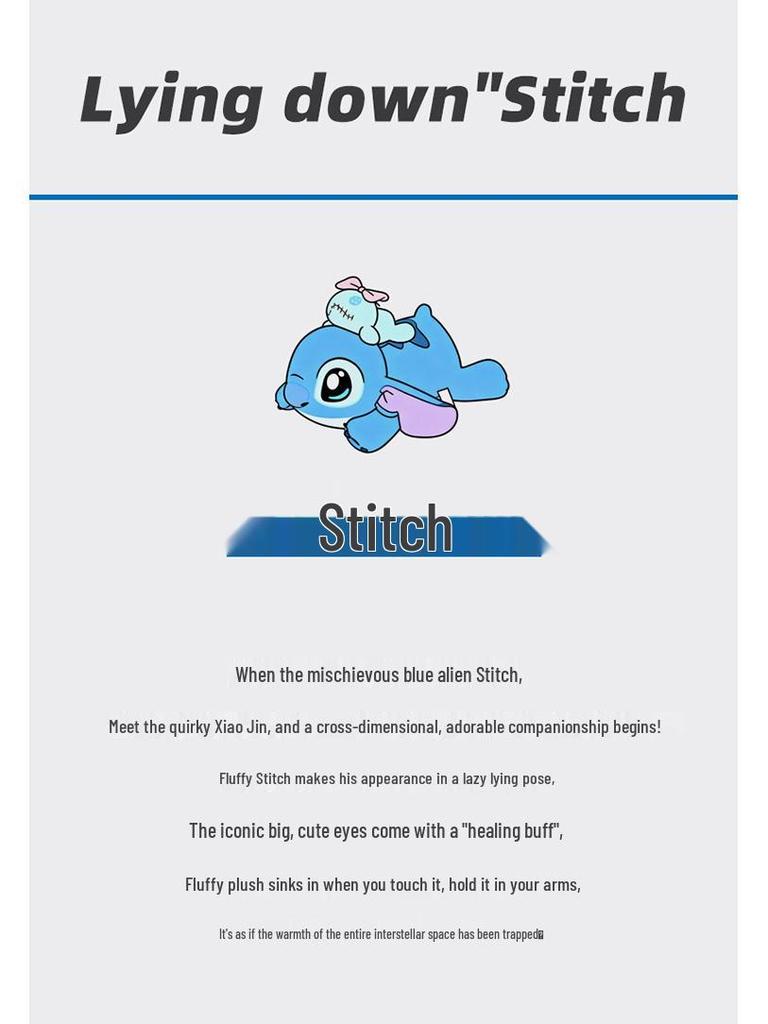 Large Gold Stitch Plush Pillow - Cute Long Doll Backrest for Kids