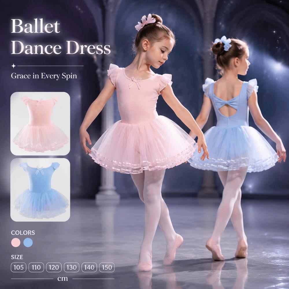 Ruffle Sleeve Gymnastics Tutu Skirts Breathable Ballet Performance Costume  Examination