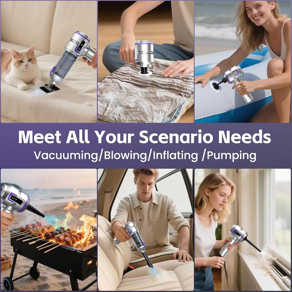 Handheld Car Vacuum Cordless, 17000Pa  Vacuum Cleaner with Brushless Motor, Rechargeable Portable Car Cleaner with Multiple Nozzles for Home, , ,