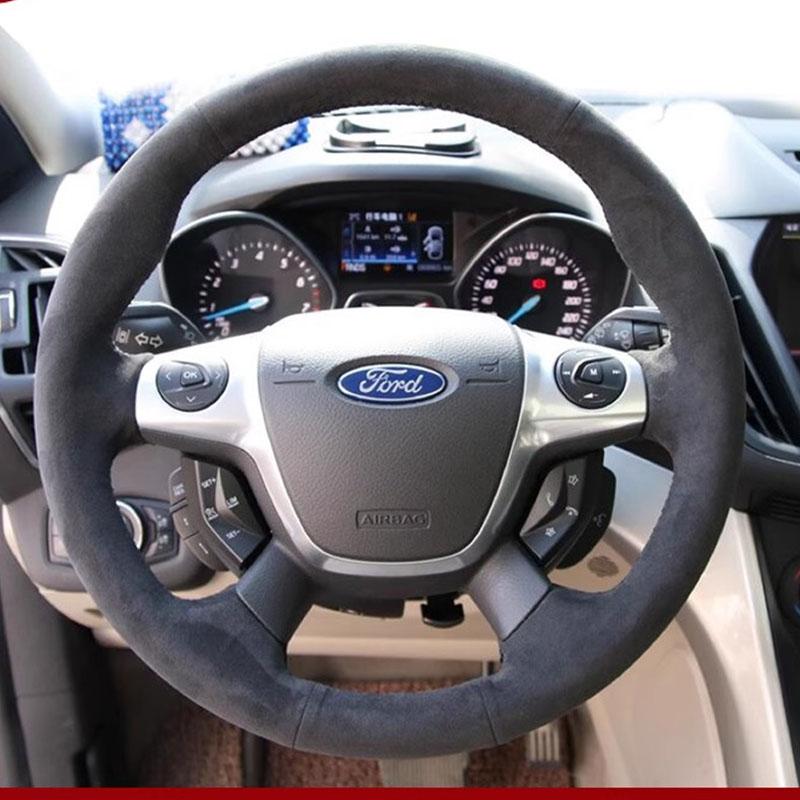

Для Ford Focus 3 2012 C-MAX 2011 KUGA Escape 2013-2016 Ручне шиття Нековзна Карбонова Шкіра Чохол на Кермо Автомобіля 2
