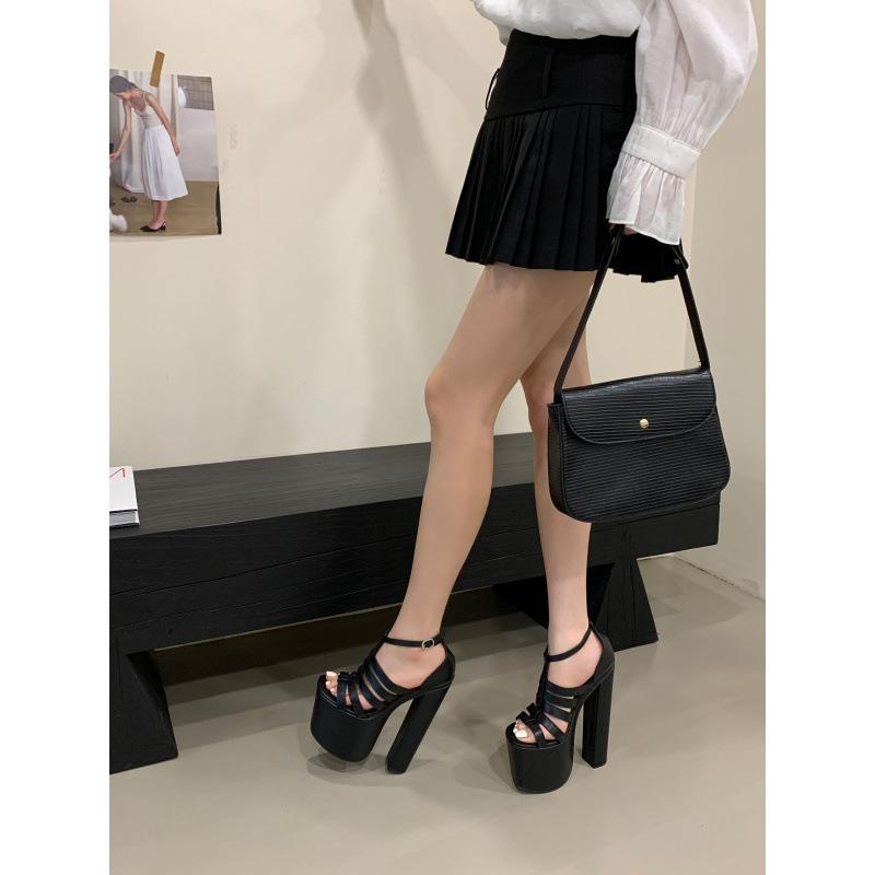 2025 new European and American dance black 18cm thick heel 8.5cm waterproof table high heels