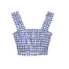 Seaside Blue & White Plaid Beaded Camisole Top + High-Waisted Skirt Set