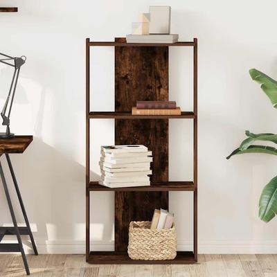 Bookshelf with 3 Shelves Smoked Oak Finish 60 X 30 X 120 Cm Engineered Wood