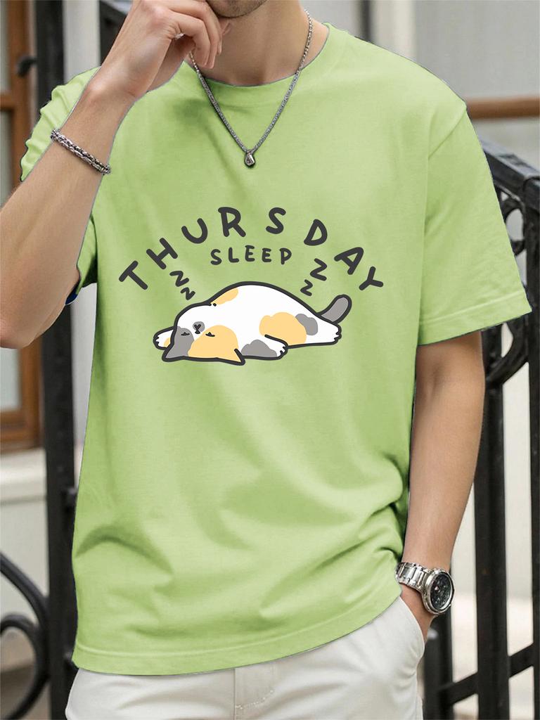 Tuesday Sleep Cat Printed TShirts Womens Cotton Summer Tops Comfortable Loose ONeck Short Sleeve T Shirt Casual Womans Clothes