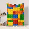 1pc Building Blocks Pattern Blanket, Lightweight Flannel Throw Blanket For Sofa, Bed, Travel, Camping, Living Room, Office, Couch, Chair, And Bed