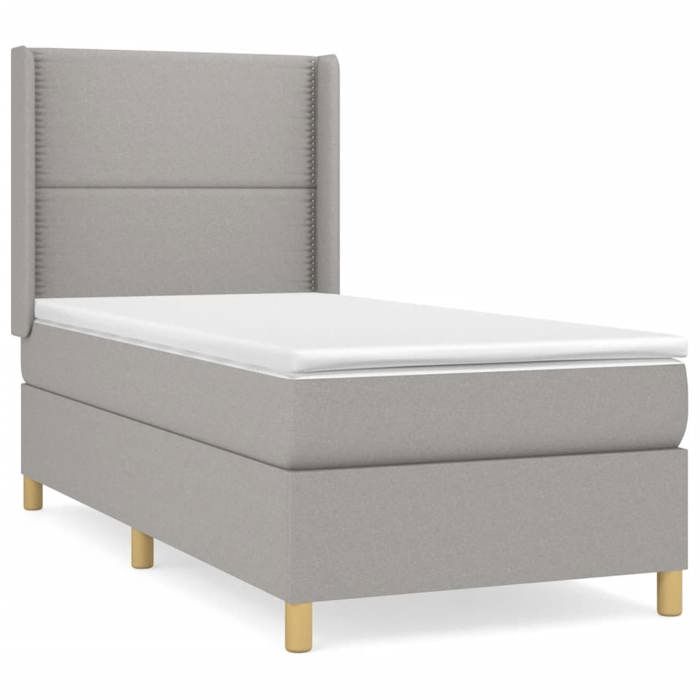 3131881 vidaXL Lit à sommier tapissier avec matelas Gris clair 90x200 cm Tissu