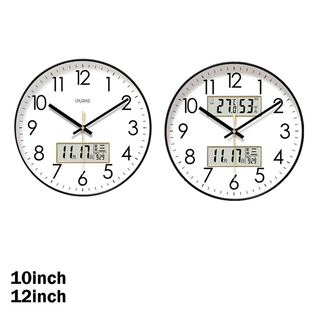 Durable Plastic Frame Wall Clock Energy-saving With Temperature And Humidity Display Clocks Wall