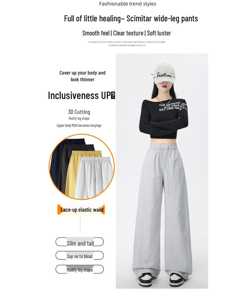 Women's Wide-Leg Quick-Dry Workwear Pants - Spring/Summer 2026, Loose-Fit, Sun Protection, Slimming Casual Wear
