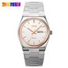 Skmei Men's Business Casual Quartz Watch, Stainless Steel, Double Calendar, Thin Design
