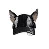 Designer y2k Wasteland-style personalized denim baseball cap with iron rings and holes, women's street-style cap with 3D ears