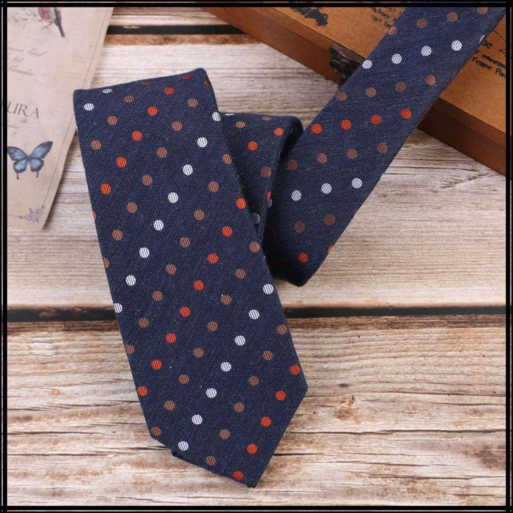 [White Fang] Polyester Polka Dot Necktie, BusinessCasual Fashion, One Size Fits All, Men's, NC126 (Navy)