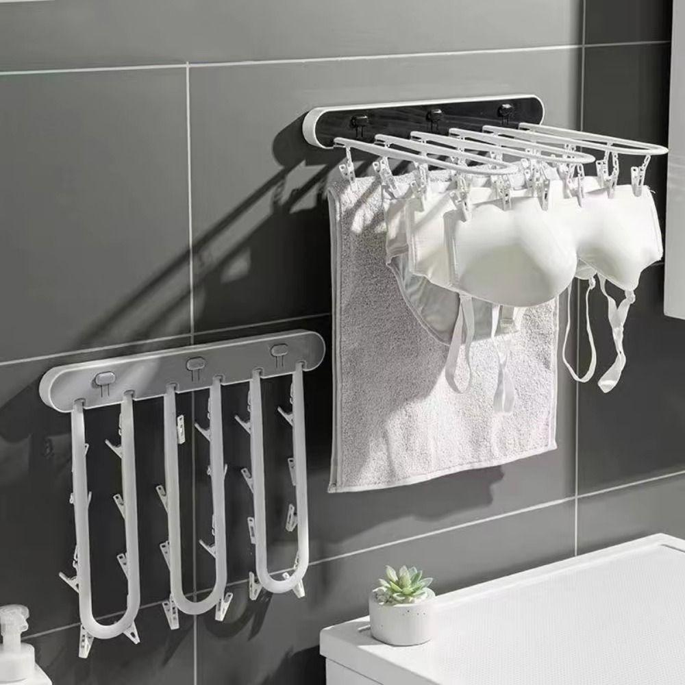 

No Drill Wall-mounted Sock Clips 24 Clips Hanging Clothes Rack Underwear бежевий