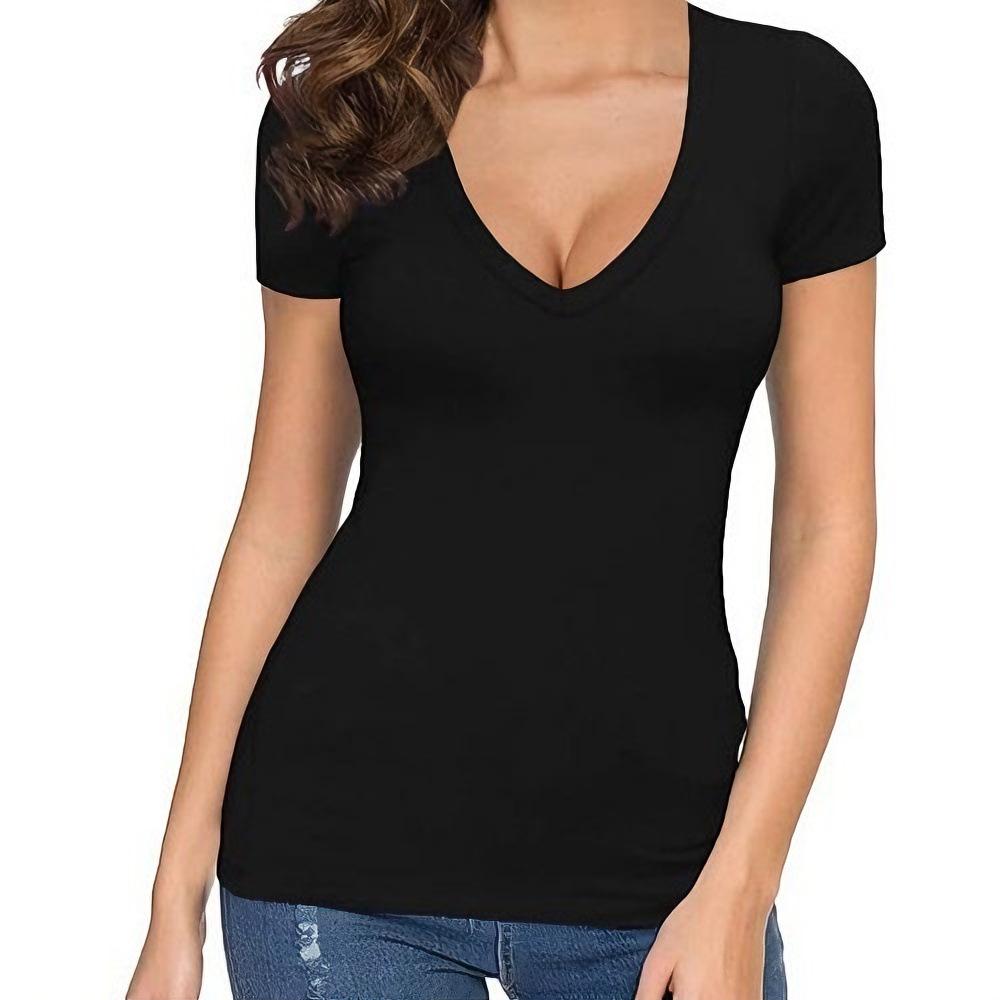 Ziyuan Y2K European & American Style Deep V-Neck Slim Fit Short Sleeve Women's Top