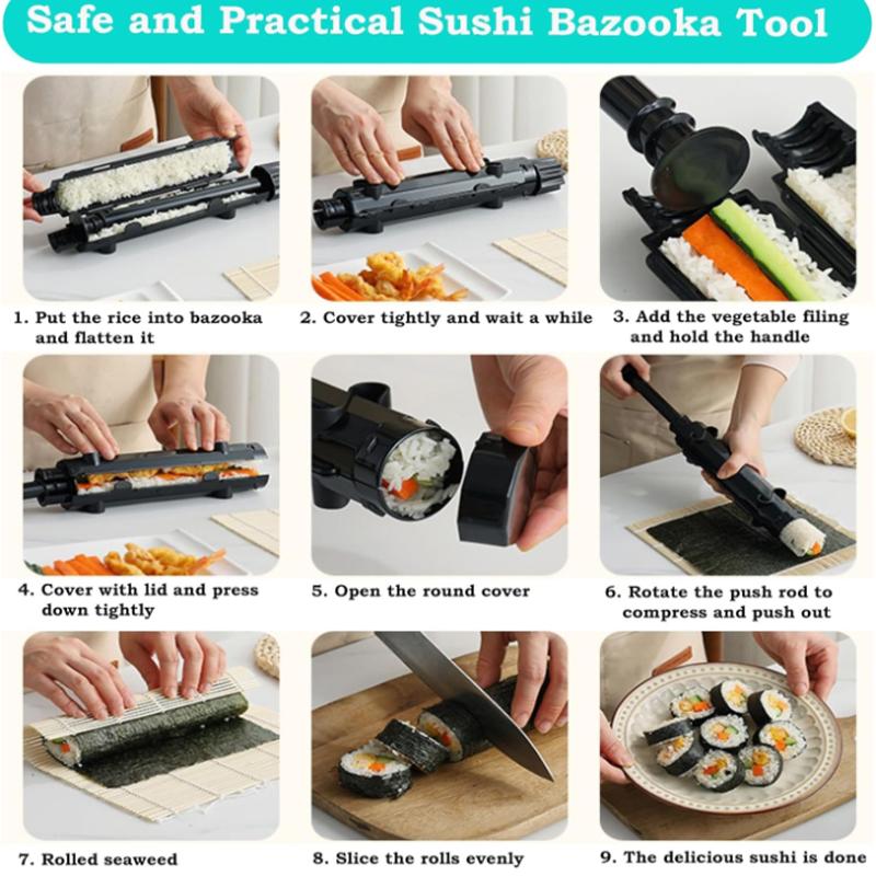 1PCS Sushi Tools,Sushi Kit with Bamboo Sushi Rolling Mat for Beginner,Home DIY Sushi Making Mold Set for Vegetable Meat Roll