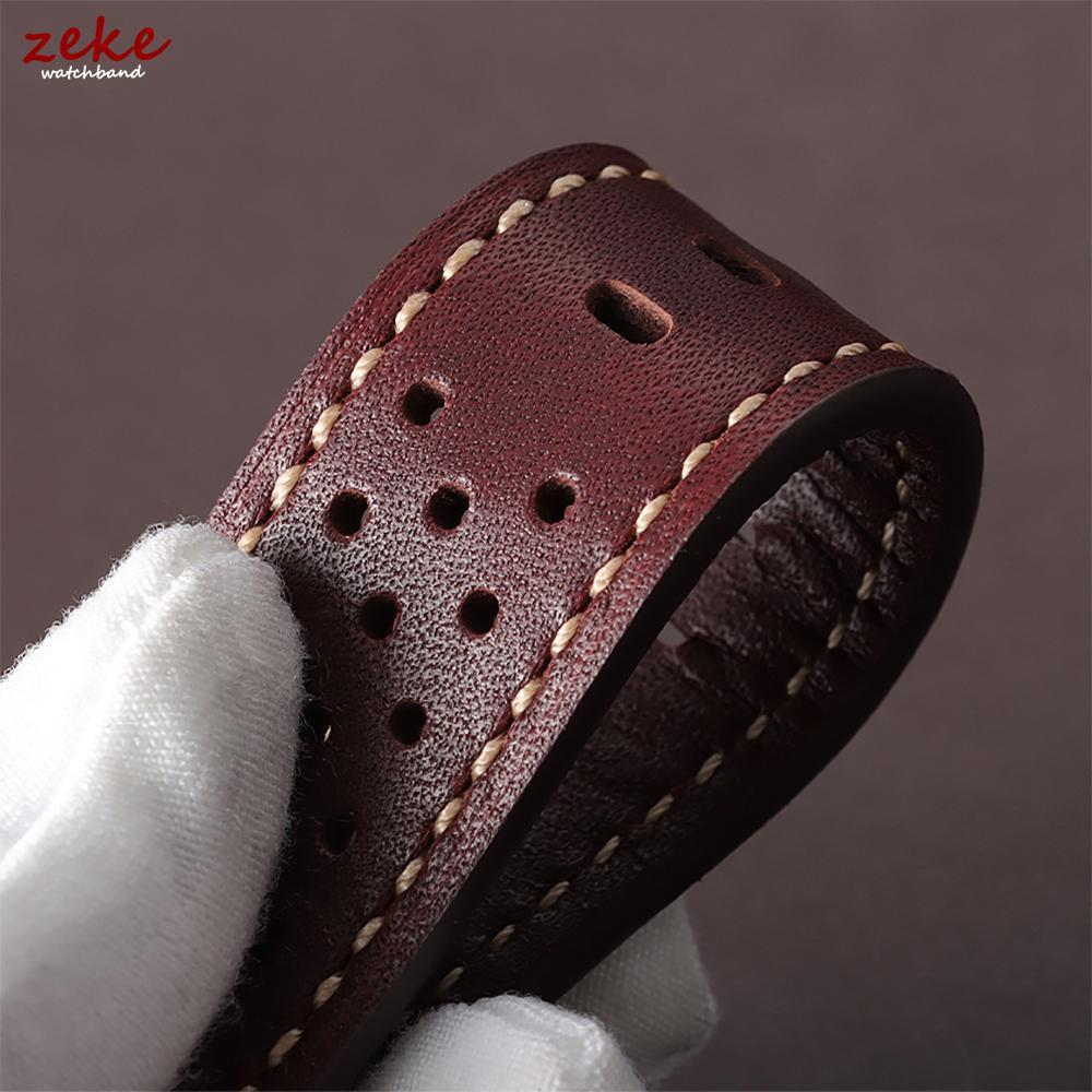 Vintage Brown Stitching Genuine Leather Strap 20mm 22mm Universal Men Women Cowhide Watch Band Breathable Sports Wristwatch Band