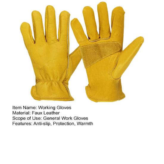 1 Pair Faux Leather Working Gloves Anti-slip Waterproof Thick Men Women Hand Protector Protection Housework Yardwork Outdoor Gardening Gloves