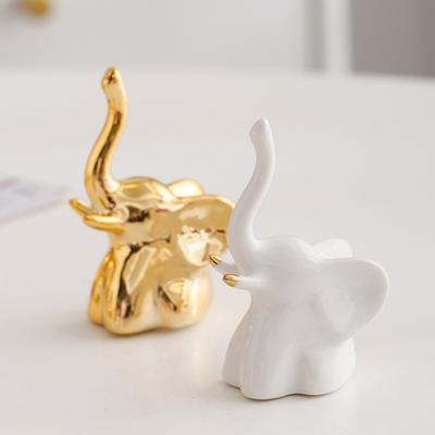 Statua Słonia Mini Ceramiczna Figurka Słonia Mały Półka Blat Centralny Element