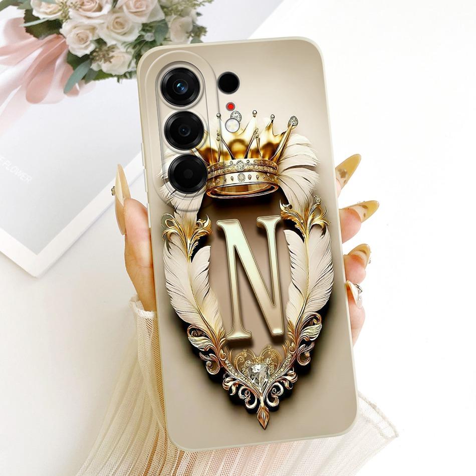 For Tecno Camon 50 4G 2026 Feather Crown Initial Letter Phone Case For Tecno Camon50 4G CN5 Soft Silicone Covers Bumpers