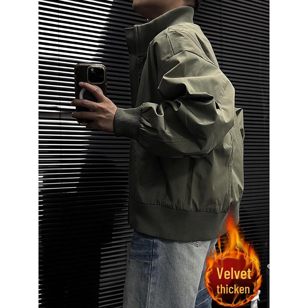 Melanoid Men's Stand Collar Jacket - Trendy Brown Autumn/Winter Baseball Style