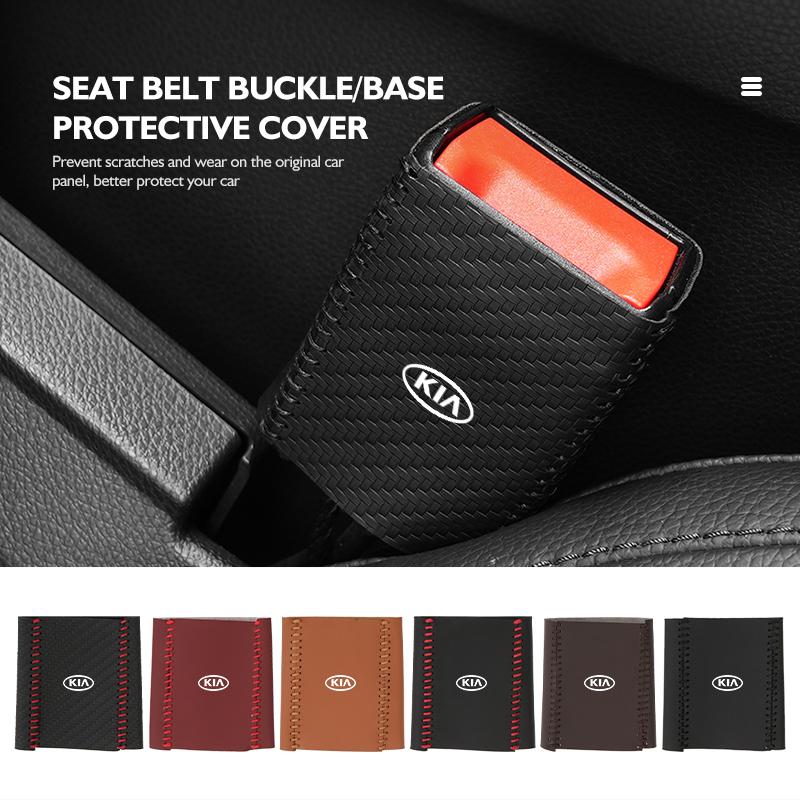 AVJ2 2pcs Car Seat Belt Buckle Protector Sleeve Anti Scratch Cover For KIA Cerato Proceed Venga Stonic Picanto Sorento Stinger