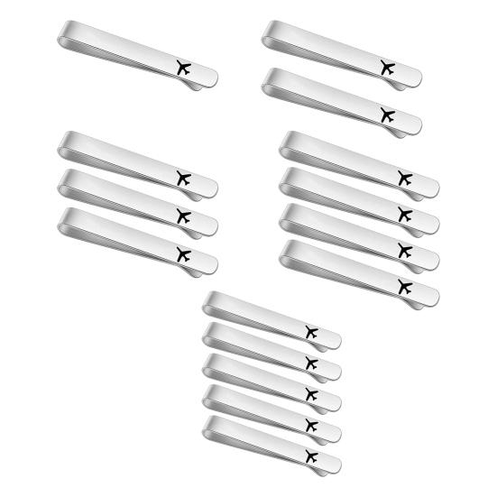 1/2/3/4/5Pcs Tie Clip Airplane Pattern 304 Titanium Steel Tie Clips Nickel-Free Finish Business Meeting Tie Clip Men Weddings Daily Wear