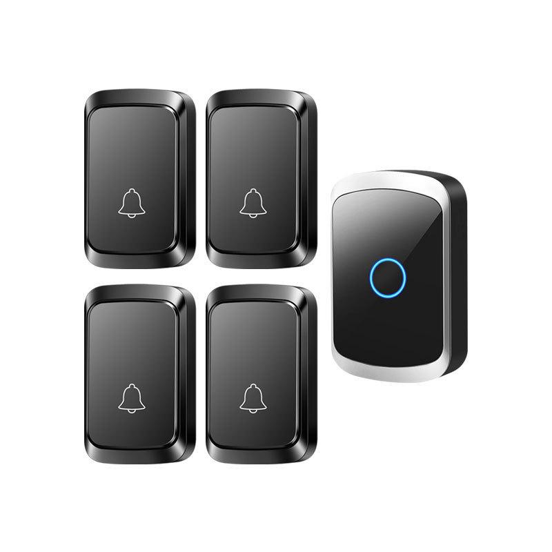 Battery & DC Powered Wireless Doorbell for Home - No Plug-in Required, 4-in-1 System чёрный