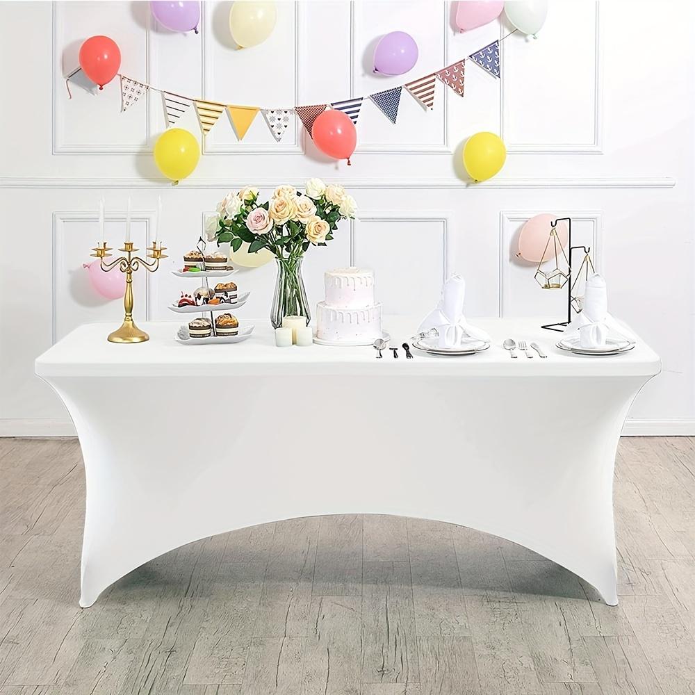 White/Black High Stretch Tablecloth Wedding Party Beauty Massage Elastic Hotel Birthday Table Cover Rectangular Table Cloth