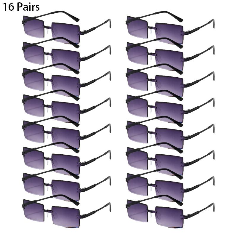 16/20 Pairs Rectangle Sunglasses Men Fashion Rimless Gradient Multicolor Beach Holiday Shades Women New Trendy Rave Sun Glasses