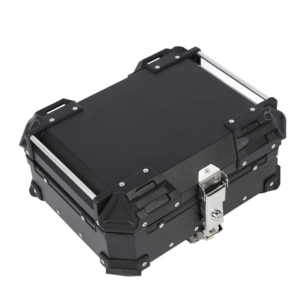 25L Motorcycle Top Box Aluminum Alloy Quick Release Water Resistant with Safety Lock Universal Rear Top Case for Helmet