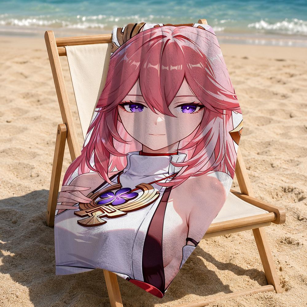 Game Character Yae Miko Towel Towel beach towel, quick drying absorbent bath towel for Swim,Gym,Camping,Outdoor hot