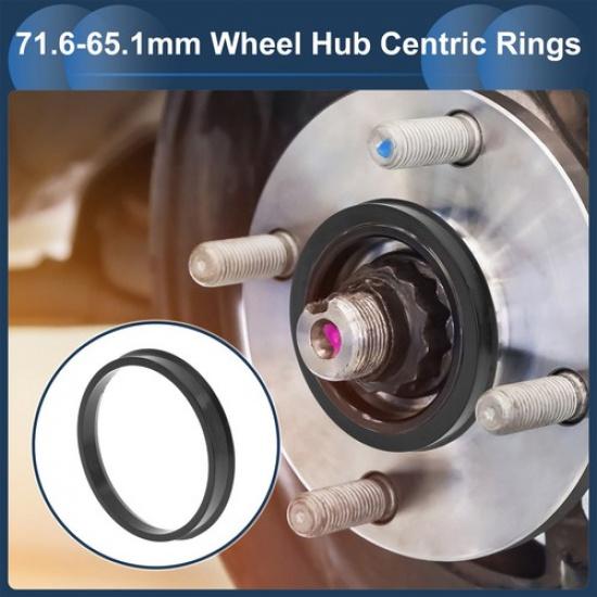 OD 716mm To ID 651mm Car Wheel Hub Centric Rings Black Polycarbonate 4 Pcs