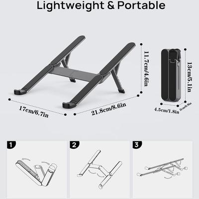 Bi-foldable Foldable & Portable Laptop Aluminum Stand for Desk and Car Lightweight Tablet Stand for Business Travel