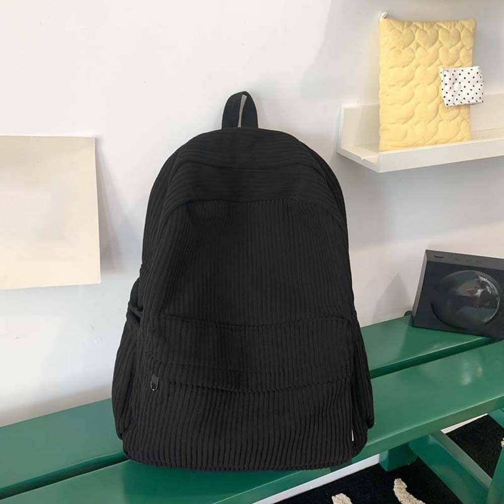 Lightweight Corduroy Backpack Large Capacity Casual Students Daypack Solid Color School Bag  Travel