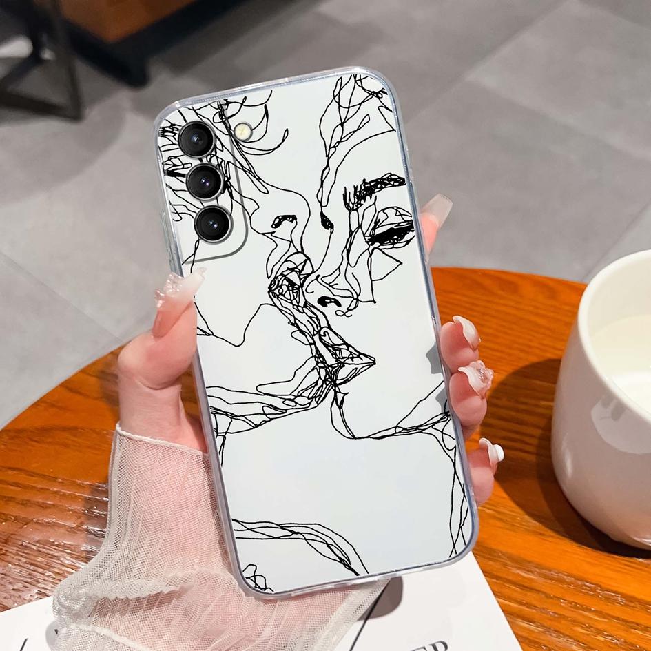 Back Cover For Samsung S21 S22 S23 Ultra Plus S6 S7 S9 Edge Bumper Case Screen Protector Luxury Graffiti Butterfly Silicone Soft TPU Transparent Shell