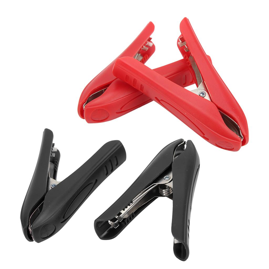 4 Stück Elektrischer Clip Isolierende Eigenschaft Stahl ABS Material Starke Klemmung Rot Schwarz Schnallentyp Leistungsklemme 100A